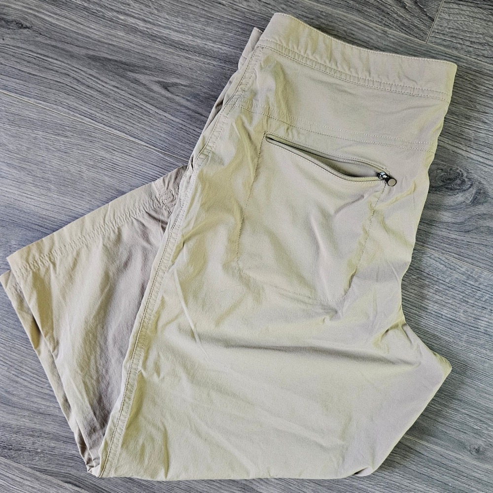 LL Bean Womens Comfort Trail Crop Pant 12 Regular Tan Water Wicking Hiking UPF - Picture 4 of 8